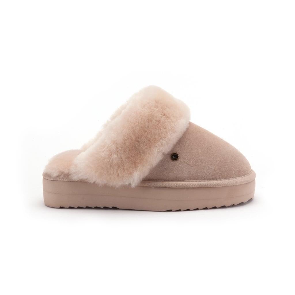 Warmbat Flurry Suède Plateau Sloffen Dames Roze