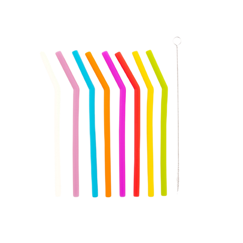 Dotz Siliconen Rietjes (8 stuks) met Reinigingsborstel